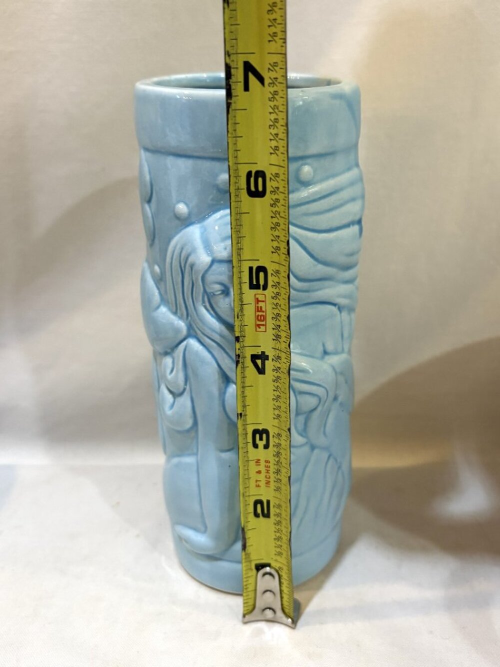 Turquoise Ceramic 3D Mermaid Dolphin Ocean Fish Tiki Mug Tumbler - Picture 2 of 8